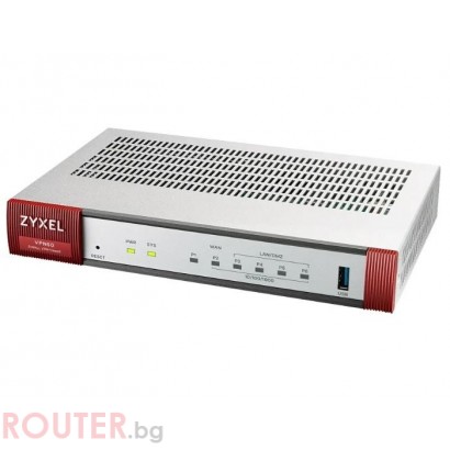 Защитна стена ZyXEL VPN50, VPN, Firewall, 10/100/1000, 1xWAN, 1xSFP, 4xLAN, 1xUSB, Черен