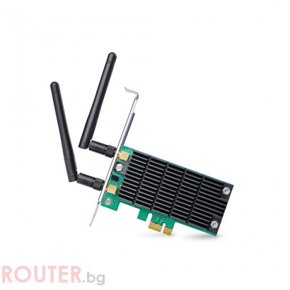 Безжичен адаптер TP-LINK Archer T6E , AC 1300, Dual band, PCI-EX, 2 външни антени