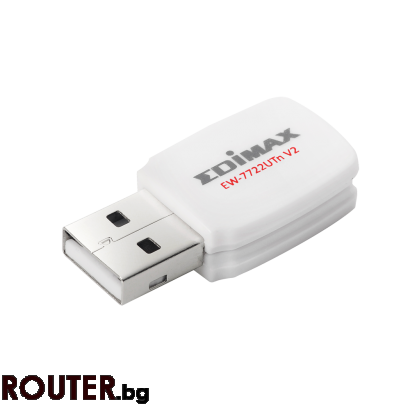 Безжичен мрежов мини адаптер EDIMAX EW-7722UTN v2, 300Mbps, USB, бял