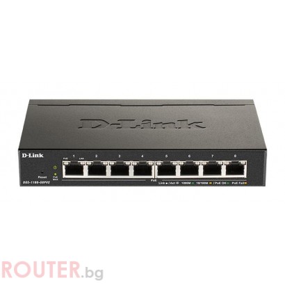 Суич D-Link DGS-1100-08PV2, 8 портов PoE Gigabit Smart Switch