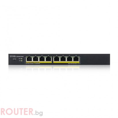 Суич ZYXEL GS1900-8HP-V3, 8 портов смарт управляем, PoE, Gigabit