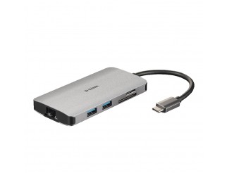 Мрежово устройство D-LINK 8-in-1 USB-C Hub with HDMI/Ethernet/Card Reader/Power Delivery