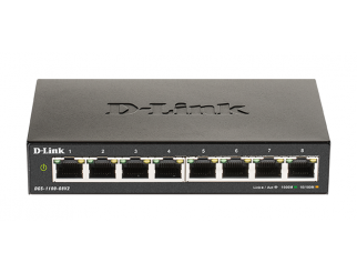 Суич D-Link DGS-1100-08V2, 8 портов 10/100/1000 Gigabit Smart Switch, управляем,