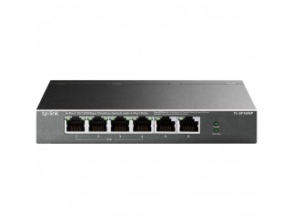 Мрежов суич TP-LINK 4-port 10/100Mbps Unmanaged PoE+ Switch with 2 10/100Mbps uplink ports, meta case, desktop mount, 4 802.3af/at compliant PoE+ port, 2 10/100Mbps uplink ports, DIP switches for Extend mode, Isolation mode and Priority mode, up to 250m P