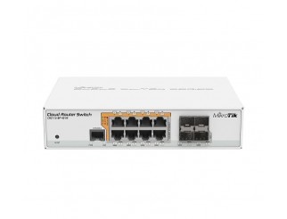 Суич MikroTik CRS112-8P-4S-IN, 8 x Gigabit Ethernet ports, 10/100/1000Mbps, 4 x SFP