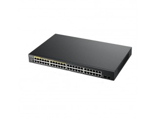 Суич ZYXEL GS1900-48HP, 48 портов управляем, PoE, Gigabit, за монтаж в шкаф