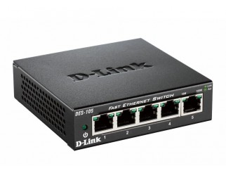 Суич D-Link DES-105/E, 5 портов 10/100, метален корпус