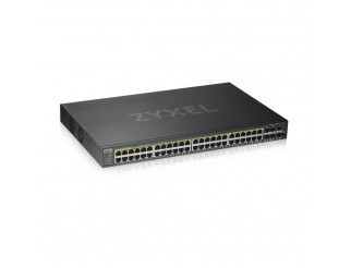 Суич ZYXEL GS1920-48HP, 44х GbE порта, 4х Combo порта SFP/RJ-45, управляем, за монтаж в шкаф