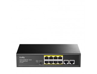 Суич Cudy FS1010P, 8 портов, 10/100, PoE+ Switch 150W, 2 x Uplink порта