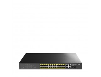 Суич Cudy GS1028EPS2, 24 портов, управляем Gigabit PoE+, 2x Gigabit SFP, 4× Uplink